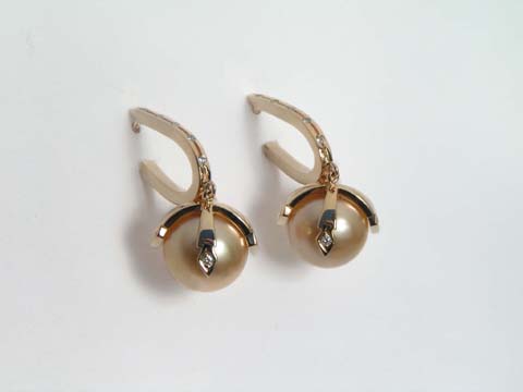 australian golden pearls with diamonds earrings
